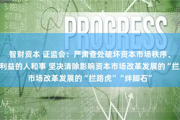 智财资本 证监会：严肃查处破坏资本市场秩序、侵害中小投资者利益的人和事 坚决清除影响资本市场改革发展的“拦路虎”“绊脚石”