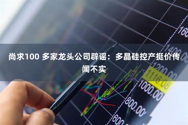 尚求100 多家龙头公司辟谣:多晶硅控产挺价传闻不实