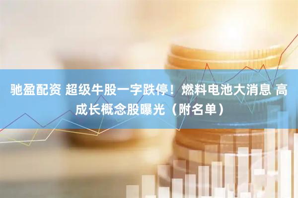 驰盈配资 超级牛股一字跌停！燃料电池大消息 高成长概念股曝光（附名单）