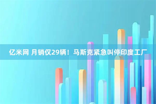 亿米网 月销仅29辆！马斯克紧急叫停印度工厂
