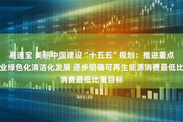 易速宝 美丽中国建设“十五五”规划：推进重点用能行业绿色化清洁化发展 逐步明确可再生能源消费最低比重目标