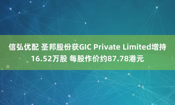 信弘优配 圣邦股份获GIC Private Limited增持16.52万股 每股作价约87.78港元